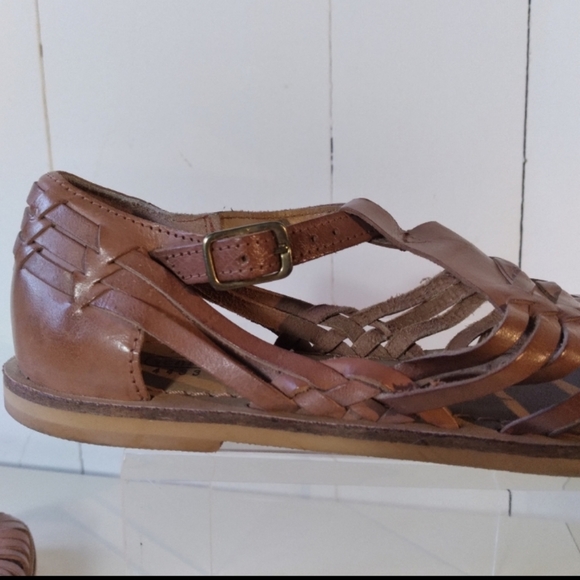 Vintage Brown Leather Huarache Sandals - Picture 2 of 6